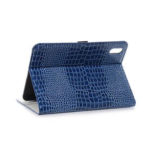 For iPad mini 6 Crocodile Texture Horizontal Flip Leather Tablet Case with Holder & Card Slot & Wallet(Blue)