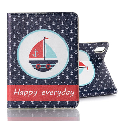 For iPad mini 6 Cartoon Pattern Horizontal Flip Leather Tablet Case with Card Slots & Holder & Wallet(Boat)