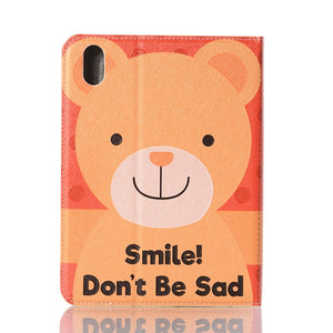 For iPad mini 6 Cartoon Pattern Horizontal Flip Leather Tablet Case with Card Slots & Holder & Wallet(Smile Bear)