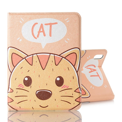 For iPad mini 6 Cartoon Pattern Horizontal Flip Leather Tablet Case with Card Slots & Holder & Wallet(Cat)