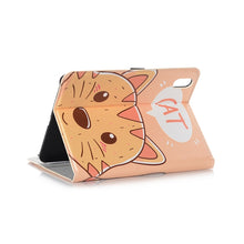 For iPad mini 6 Cartoon Pattern Horizontal Flip Leather Tablet Case with Card Slots & Holder & Wallet(Cat)