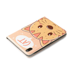For iPad mini 6 Cartoon Pattern Horizontal Flip Leather Tablet Case with Card Slots & Holder & Wallet(Cat)