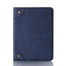 For iPad mini 6 Retro Book Style Horizontal Flip PU Leather Tablet Case with Holder & Card Slots & Wallet(Navy Blue)