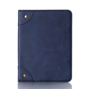 For iPad mini 6 Retro Book Style Horizontal Flip PU Leather Tablet Case with Holder & Card Slots & Wallet(Navy Blue)