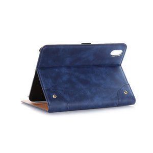 For iPad mini 6 Retro Book Style Horizontal Flip PU Leather Tablet Case with Holder & Card Slots & Wallet(Navy Blue)