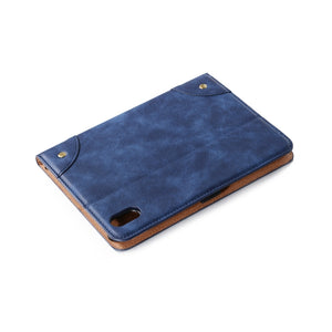 For iPad mini 6 Retro Book Style Horizontal Flip PU Leather Tablet Case with Holder & Card Slots & Wallet(Navy Blue)