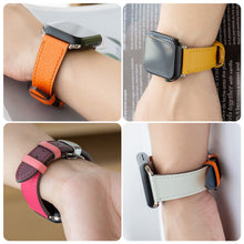 Butterfly Clasp  Top Layer Cowhide Leather Strap Watch Band For Apple Watch Ultra 49mm / Series 8&7 45mm / SE 2&6&SE&5&4 44mm / 3&2&1 42mm(Baby Blue)