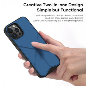 For iPhone 13 Pro Max ROCK Element Plus TPU + PC Shockproof Protective Case with Folding Holder (Blue)