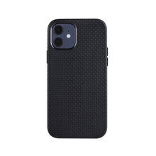 For iPhone 12 mini Mesh Texture Cowhide Leather Back Cover Full-wrapped Shockproof Case (Black)