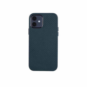 For iPhone 12 mini Mesh Texture Cowhide Leather Back Cover Full-wrapped Shockproof Case (Green)