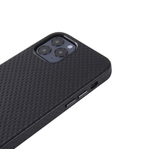 For iPhone 12 mini Mesh Texture Cowhide Leather Back Cover Full-wrapped Shockproof Case (Black)