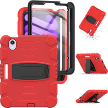 For iPad mini 6 3-Layer Protection Screen Frame + PC + Silicone Shockproof Combination Tablet Case with Holder(Red+Black)