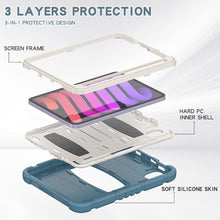 For iPad mini 6 3-Layer Protection Screen Frame + PC + Silicone Shockproof Combination Tablet Case with Holder(Cornflower Blue)