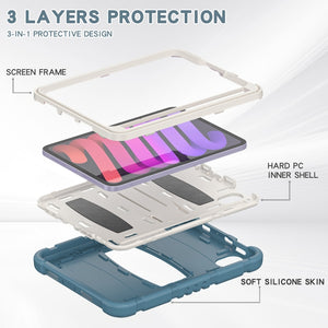 For iPad mini 6 3-Layer Protection Screen Frame + PC + Silicone Shockproof Combination Tablet Case with Holder(Cornflower Blue)