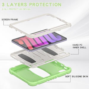 For iPad mini 6 3-Layer Protection Screen Frame + PC + Silicone Shockproof Combination Tablet Case with Holder(Matcha Green)