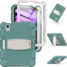 For iPad mini 6 3-Layer Protection Screen Frame + PC + Silicone Shockproof Combination Tablet Case with Holder(Emerald Green)