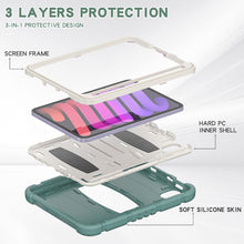 For iPad mini 6 3-Layer Protection Screen Frame + PC + Silicone Shockproof Combination Tablet Case with Holder(Emerald Green)