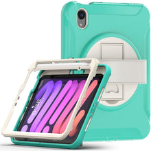 For iPad mini 6 360 Degree Rotation PC + TPU Protective Tablet Case with Holder & Hand-strap(Mint Green)