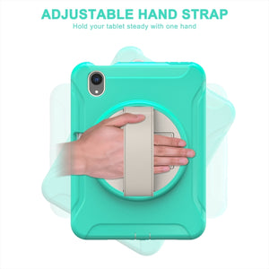 For iPad mini 6 360 Degree Rotation PC + TPU Protective Tablet Case with Holder & Hand-strap(Mint Green)