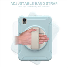 For iPad mini 6 360 Degree Rotation PC + TPU Protective Tablet Case with Holder & Hand-strap(Ice Blue)