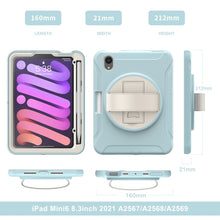 For iPad mini 6 360 Degree Rotation PC + TPU Protective Tablet Case with Holder & Hand-strap(Ice Blue)