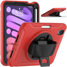 For iPad mini 6 360 Degree Rotation PC + TPU Protective Tablet Case with Holder & Hand-strap(Red)