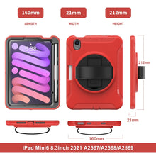 For iPad mini 6 360 Degree Rotation PC + TPU Protective Tablet Case with Holder & Hand-strap(Red)