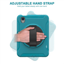 For iPad mini 6 360 Degree Rotation PC + TPU Protective Tablet Case with Holder & Hand-strap(Blue)