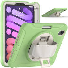 For iPad mini 6 360 Degree Rotation PC + TPU Protective Tablet Case with Holder & Hand-strap(Matcha Green)