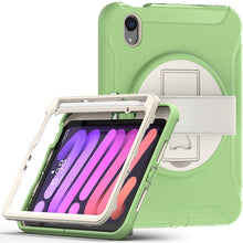 For iPad mini 6 360 Degree Rotation PC + TPU Protective Tablet Case with Holder & Hand-strap(Matcha Green)