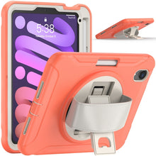 For iPad mini 6 360 Degree Rotation PC + TPU Protective Tablet Case with Holder & Hand-strap(Coral Orange)