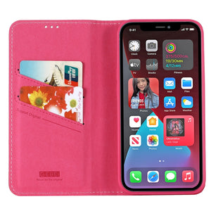 For iPhone 13 Pro Max GEBEI PU+TPU Horizontal Flip Protective Case with Holder & Card Slots (Rose Red)