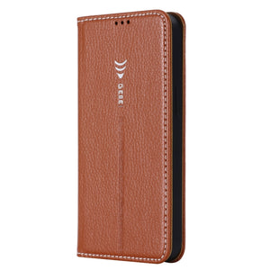 For iPhone 13 Pro Max GEBEI PU+TPU Horizontal Flip Protective Case with Holder & Card Slots (Brown)