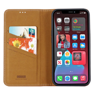 For iPhone 13 Pro Max GEBEI PU+TPU Horizontal Flip Protective Case with Holder & Card Slots (Brown)