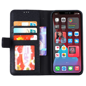 For iPhone 13 Pro Max GEBEI Top-grain Leather Horizontal Flip Protective Case with Holder & Card Slots & Wallet & Photo Frame (Black)