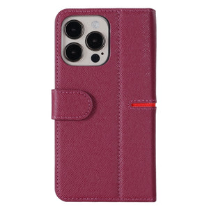 For iPhone 13 Pro Max GEBEI Top-grain Leather Horizontal Flip Protective Case with Holder & Card Slots & Wallet & Photo Frame (Red Wine)