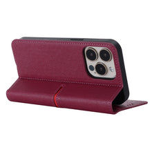 For iPhone 13 Pro Max GEBEI Top-grain Leather Horizontal Flip Protective Case with Holder & Card Slots & Wallet & Photo Frame (Red Wine)