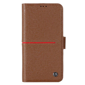 For iPhone 13 Pro Max GEBEI Top-grain Leather Horizontal Flip Protective Case with Holder & Card Slots & Wallet & Photo Frame (Brown)