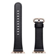 Classic Buckle Leather Watch Band For Apple Watch Series 8&7 41mm / SE 2&6&SE&5&4 40mm / 3&2&1 38mm(Black)
