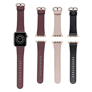 Classic Buckle Leather Watch Band For Apple Watch Ultra 49mm / Series 8&7 45mm / SE 2&6&SE&5&4 44mm / 3&2&1 42mm(Wine Red)