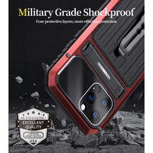 For iPhone 13 Pro Max Armor Shockproof Splash-proof Dust-proof Phone Case with Holder (Red)