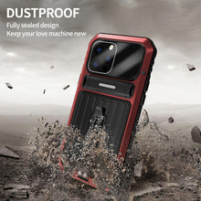 For iPhone 13 Pro Max Armor Shockproof Splash-proof Dust-proof Phone Case with Holder (Red)