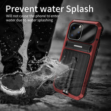 For iPhone 13 Pro Max Armor Shockproof Splash-proof Dust-proof Phone Case with Holder (Red)