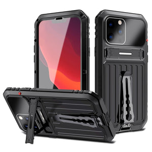 For iPhone 13 Pro Max Armor Shockproof Splash-proof Dust-proof Phone Case with Holder (Black)