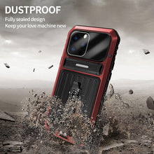 For iPhone 12 Armor Shockproof Splash-proof Dust-proof Phone Case with Holder(Red)