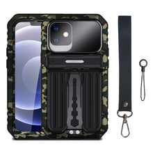 For iPhone 12 Armor Shockproof Splash-proof Dust-proof Phone Case with Holder(Camouflage)