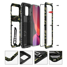 For iPhone 12 Armor Shockproof Splash-proof Dust-proof Phone Case with Holder(Camouflage)