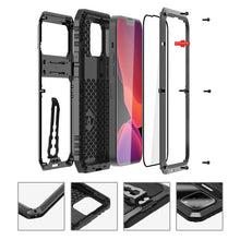 For iPhone 12 Armor Shockproof Splash-proof Dust-proof Phone Case with Holder(Black)