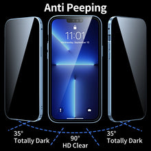 For iPhone 13 Pro Max Anti-peeping Magnetic Metal Frame Double-sided Tempered Glass Phone Case (Sierra Blue)