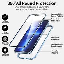 For iPhone 13 Pro Max HD Magnetic Metal Frame Double-sided Tempered Glass Phone Case (Red)